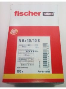 Fischer N 6X40/10 S (100) Καρφωτό Βύσμα (Κουτί 100 Τεμαχίων)